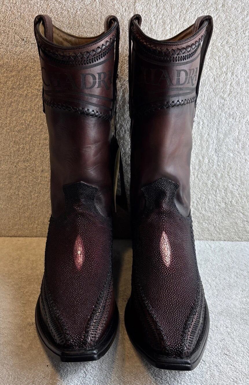 Cuadra Men's 3 Pieces Stingray Black Cherry Leather Boots Size 11 EE 78344